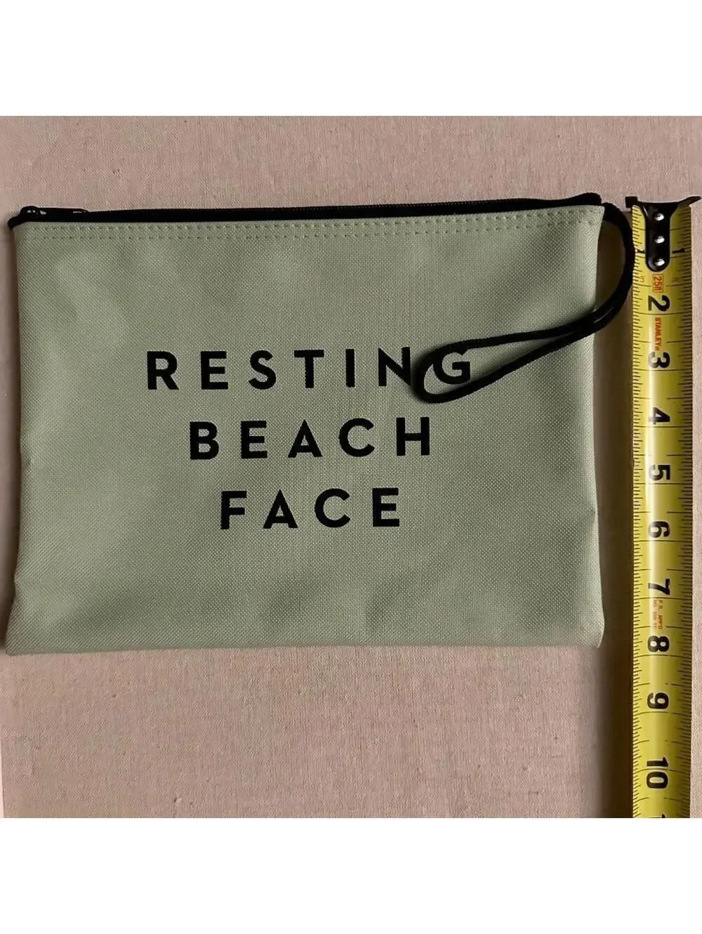 Milly light green canvas beach clutch bag travel ouch NWOT